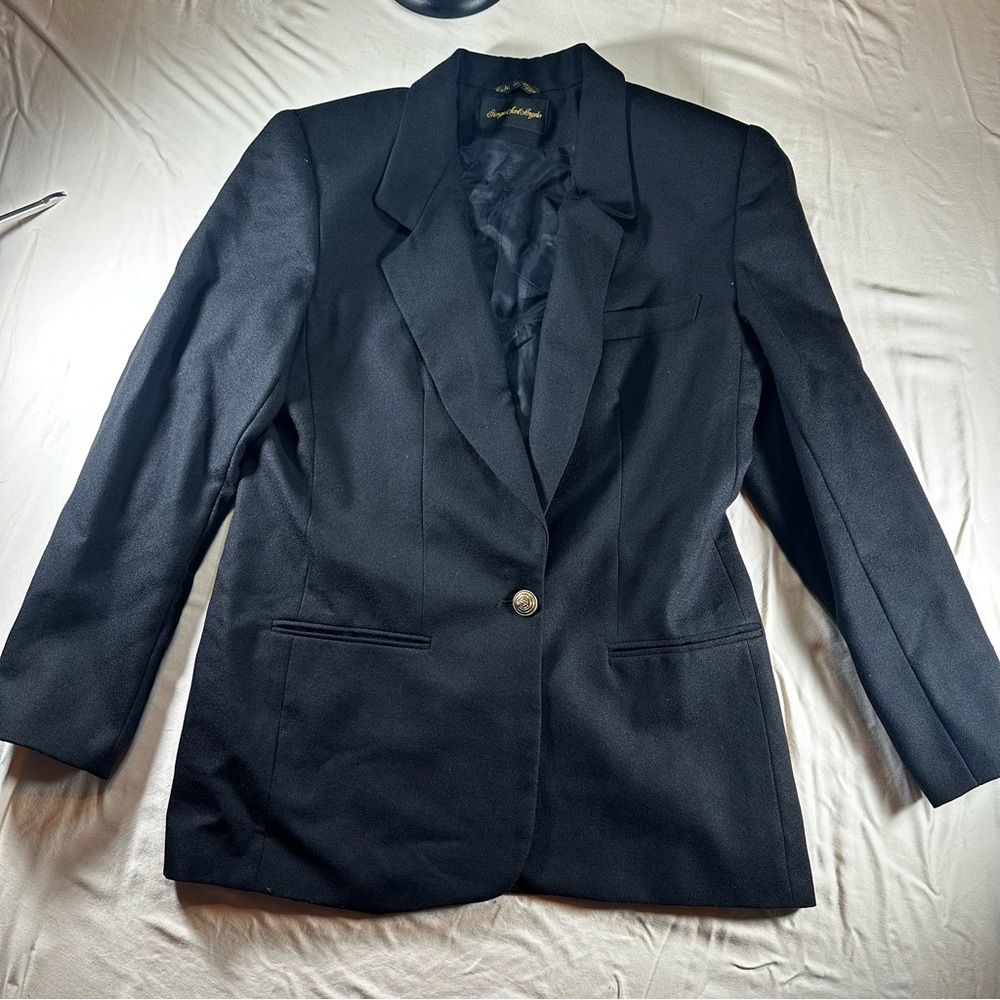 Vintage Classic Black Wool Blazer. Preppy academia old money boyfriend heritage